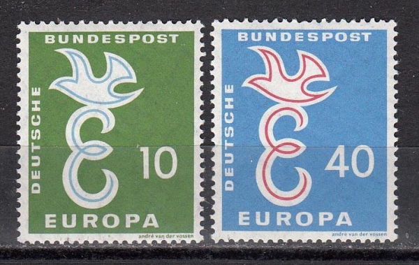 Германия 1958 Почтовый голубь Европа СЕПТ 295-296 MNH