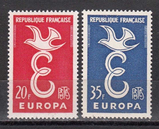 Франция 1958 Почтовый голубь Европа СЕПТ 1210-1211 MNH