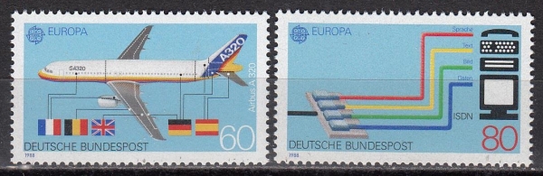 Германия 1988 Транспорт и связь Европа СЕПТ 1367-1368 MNH