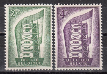 Бельгия 1956 Символическая строящаяся башня из букв Европа СЕПТ 1043-1044 MNH