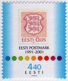 Эстония 2001 10 лет возрождения почтовых марок 414 MNH