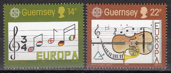 Гернси 1985 Европейский год музыки Европа СЕПТ 322-323 MNH