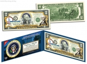 2 доллара США,цветная, Дж.Вашингтон,1-й президент США
