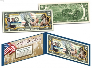 2 доллара США,Семья Кеннеди (вар №2),цветная