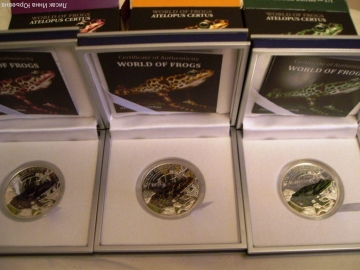 Набор из 3 монет Ядовитые лягушки,серебро 2011.Тираж 500!