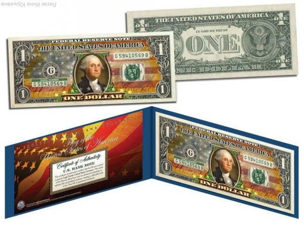 1 доллар США,цветная, " Старый дизайн"
