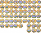 Квотеры США,1999-2009г,позолота+голограмма