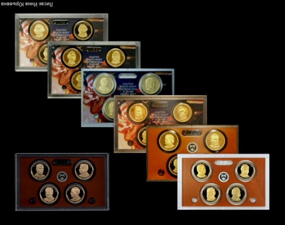 Набор монет США Президенты 2007-2013гг.Пруф,S двор