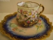 Чайная пара Лимож,M.Redon,(№2)1880-1900,живопись
