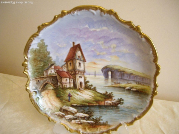 Тарелка декоративная,живопись,Лимож,1890-1920 гг,32см