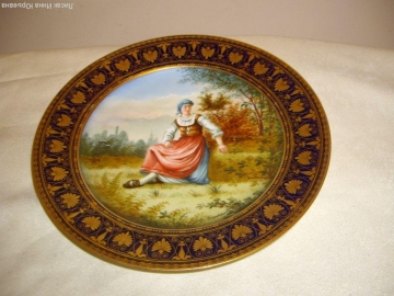 Тарелка декорат.,Севр,23см,1870-1886 живопись