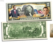 2 доллара США,цветная,Барак Обама
