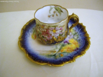 Чайная пара Лимож,M.Redon,1880-1900,живопись