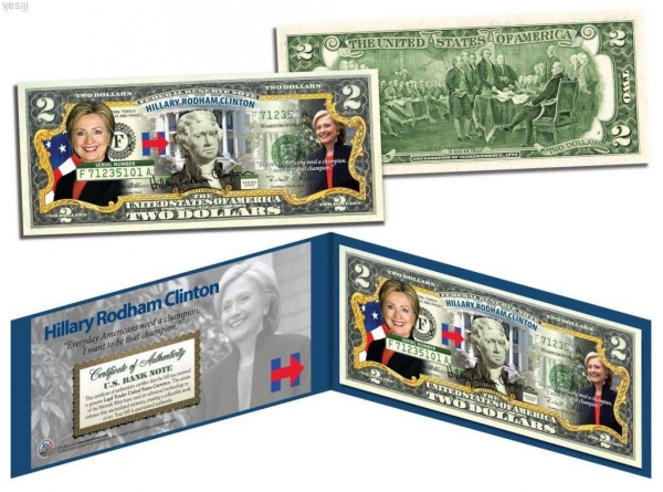 Банкнота 2 доллара США,Хилари Клинтон - Президентская компания,Под заказ!