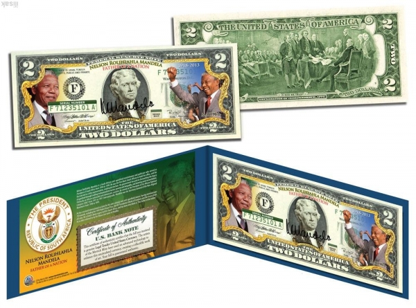 Банкнота 2 доллара США,Нельсон Манделла
