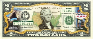 2 доллара США,цветная, Штат Невада