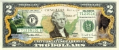 2 доллара США,цветная, Штат Оклахома