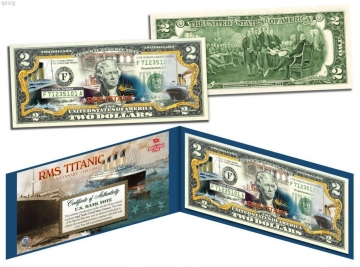 2 доллара США,цветная,Титаник 100 лет