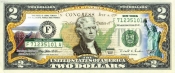 2 доллара США,цветная, Штат Нью-Йорк