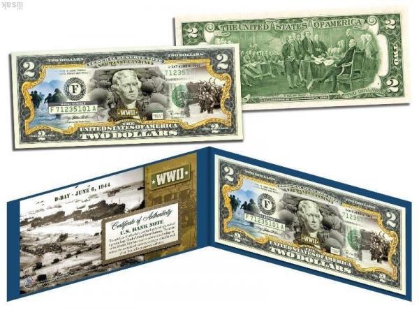 2 доллара США,Операция "Нептун",Вторая мировая,цветная,2015г