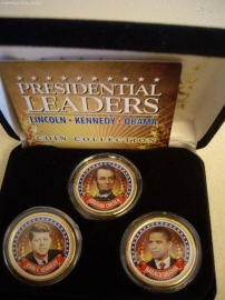 Набор из 3-х монет США,Президенты,цветные