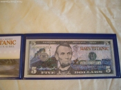 Банкнота коллекц. 5 долларов США Титаник,3D,цветн.,2012г