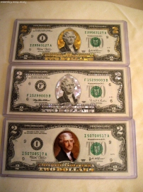 Набор из 3-х банкнот США,2 доллара