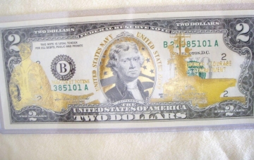 2 доллара США,ВМС США,золотая голограмма