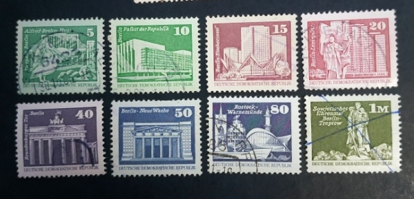 ГДР 1980-81 Достопримечательности Sc#2071-2074,2078,2079, 2082, 2083 Used