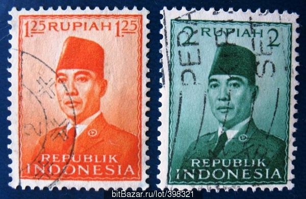 Индонезия 1951 президент Ахмед Сукарно Sc#388,390 Used