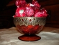 Старинная вазочка-конфетница,медовое стекло-кракле, окантовка-латунь в серебрении, Модерн - вид 1