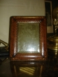 Старин.рамка-кожа,золотое тиснение,стекло,муар-19в - вид 1