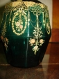 Старинный графин, цветное стекло, роспись эмалями, пробка в серебре 84, Россия, 19век - вид 1