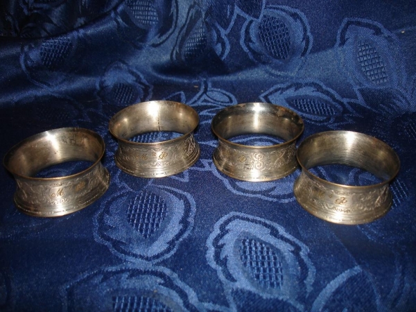 4 старин.кольца для салфетки с моногр,фраже,Россия