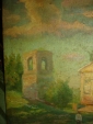 Старинный сельский пейзаж с церковью,холст,масло - вид 3