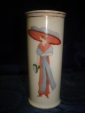 старинная вазочка:ДАМА в МОДЕРНЕ,живопись в стиле Сомова или Мисс,1910-е гг - вид 1
