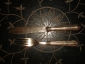 Старинная пара: нож с вилкой в стиле АМПИР №1,штихель,серебрение,монограмма - вид 2