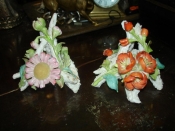 пара старинных салфетниц-украшения для стола,фарфор,лепные цветы,Коулброкдейл,19век