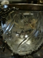Старинная бонбоньерка(вазон),резное стекло с гравированным цветочным декором, металл,19век - вид 5