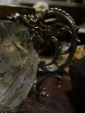 Старинная бонбоньерка(вазон),резное стекло с гравированным цветочным декором, металл,19век - вид 6