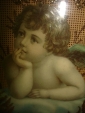 старинная композиция с ангелочком в раме 19век - вид 2