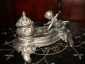 Старинная дамская чернильница с фигуркой амура,второе рококо,серебрение,19век - вид 8