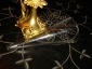 Старинная вазочка-портбукет,подставка-путто с мандолиной,стекло,металл,золочение,Франция,НаполеонIII - вид 8