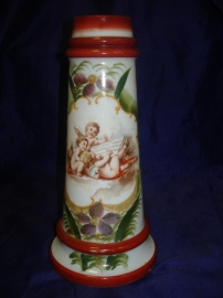 Большая старинная ваза с амурами,стекло,к.19-н20в