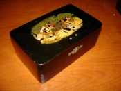 старинная чайная коробка(шкатулка)папье-машеТРОЙКА