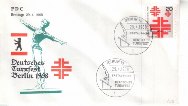 КПД Германия 1968 Спорт крест гимнастика медведь