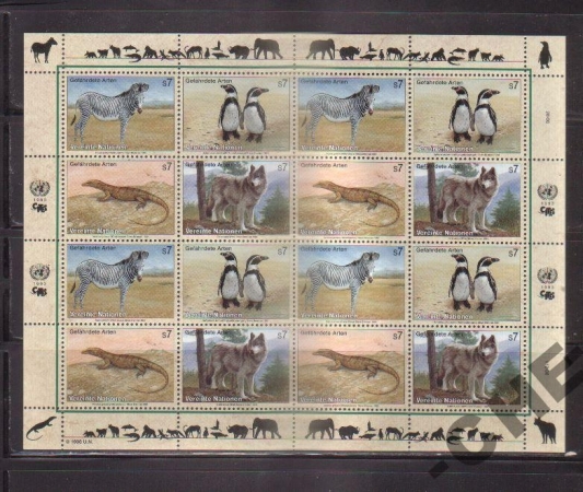 ООН 1993 фауна волки зебры пингвины ящерицы