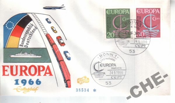 КПД Германия 1966 Европа, поезд, самолет, корабль