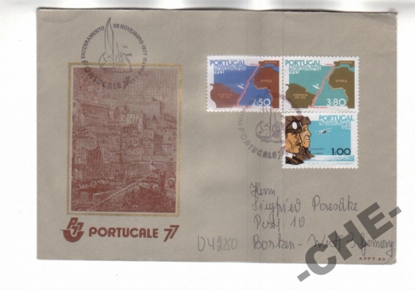Португалия 1977 Персоналии авиация самолеты карта