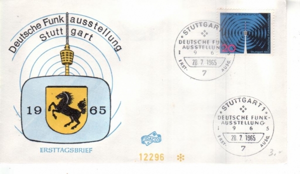 КПД Германия 1965 телекоммуникации, герб, лошадь
